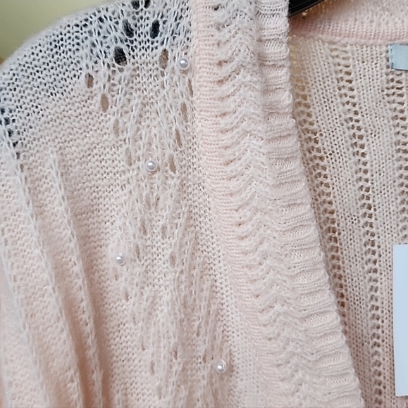 NWT FRNCH blush cardigan with pearl accents size small - Picture 11 of 16